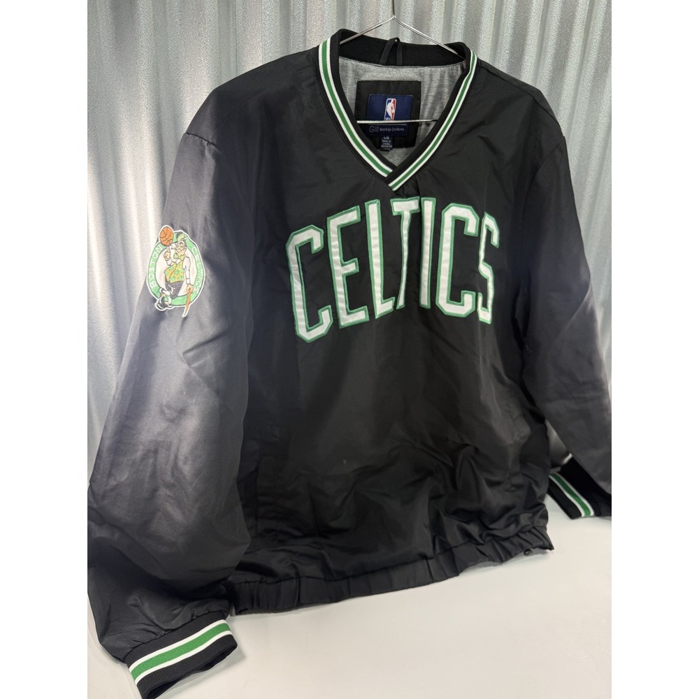 Boston Celtics Match-Up-V-Neck Pullover Jacket Black Size L NBA Carl Banks